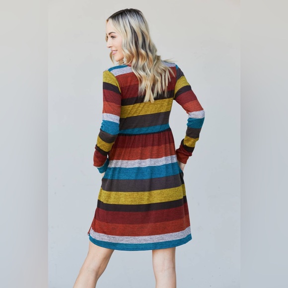 Full Size Striped Pleated Dress - Picture 3 of 8